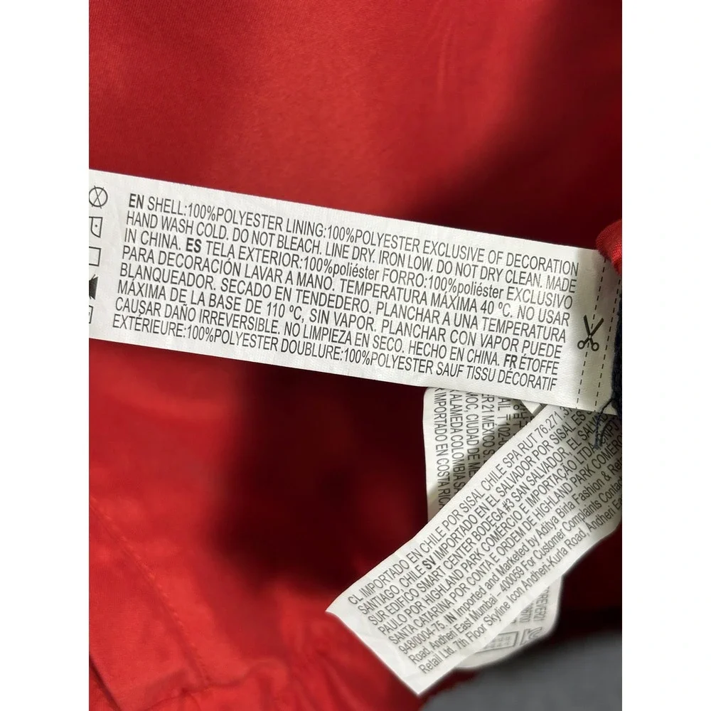 Forever 21 Colorblock Cropped Windbreaker Jacket Red Navy White Large Coastal